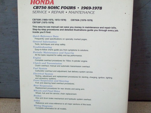 Clymer Honda CB750 1969-1978 Repair Service Manual M341 with Wiring Diagrams - Picture 2 of 8