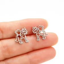 2pairs stainless steel Unicorn earrings, 4 colors Jewelry Wholesale FJS265-701
