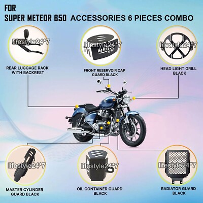 Fit For Royal Enfield ''6 Pcs Accessories Combo Pack CP-2'' For Super Meteor 650