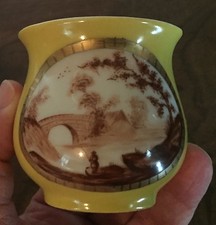 Antique 19th c. French Paris Porcelain Sevres Porcelain Tea Cup Yellow Sepia