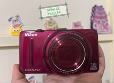 Nikon COOLPIX S9300 16.0MP Digital Camera 18x Optica Zoom  Battery Red Tested
