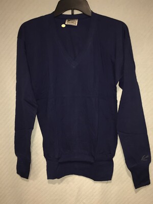 Vtg Marc O' Polo Pure Cotton Solid Navy Blue Lightweight Pullover V-Neck Sweater