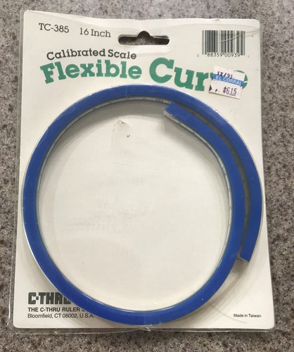 Vtg C-Thru TC-385 16” Calibrated Scale Flexible Curve Ruler•Made In Taiwan • New - Picture 2 of 4