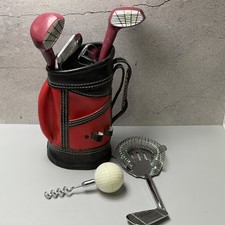 vintage mini golf bag bar tool set And A Bar Mixer Set MCM Barware Decor Golfer