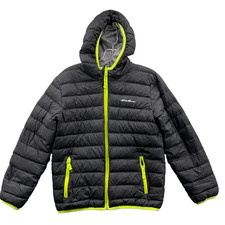 Eddie Bauer Goose Puffer Jacket Kids M 10-12 Reversible Outdoor Hike Camp Snow