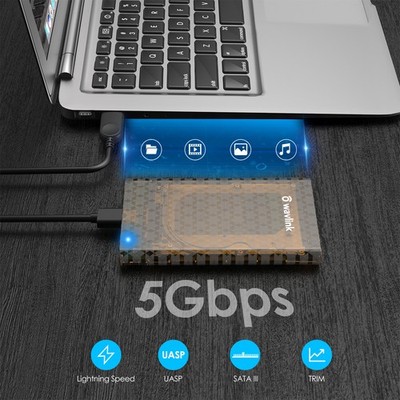 2.5'' HDD/SSD Hard Drive Enclosure HDD/SSD Reader USB3.0 to SATA III Tool-free