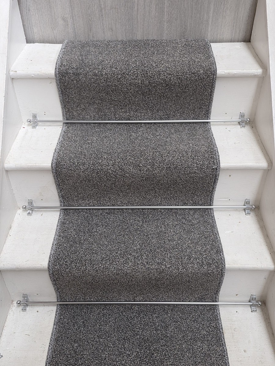 Stairs Carpet Runner 8m Upto 16 Steps 50cm Wide Grey Flec