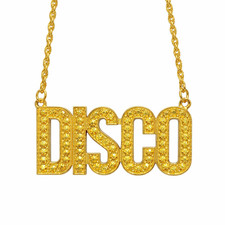Gold Disco Medallion Necklace Fancy Dress 70s Party Chain Retro Costume Jeweller
