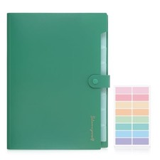Expanding File Folder, Accordion File Organizer with 8 Pocket Inner Green