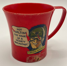 Captain Midnight Ovaltine Red Plastic Cup - Vintage 1950s