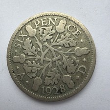 1928 Sixpence King George v Silver Coin, UK