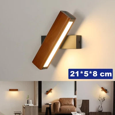 LED Wandleuchte Innen Holz Wandlampe 350° Drehbarer 3000K Treppen Flurlampe 21cm - Bild 1 von 4