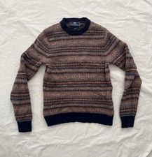 Kids Sweater Vineyard Vine Merino Wool Fairisle Crew Wool Size L Nautical Navy