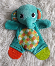 Bright Starts Blue Green Orange Crinkle Elephant Baby Teether Toy Soft Lovey 8"