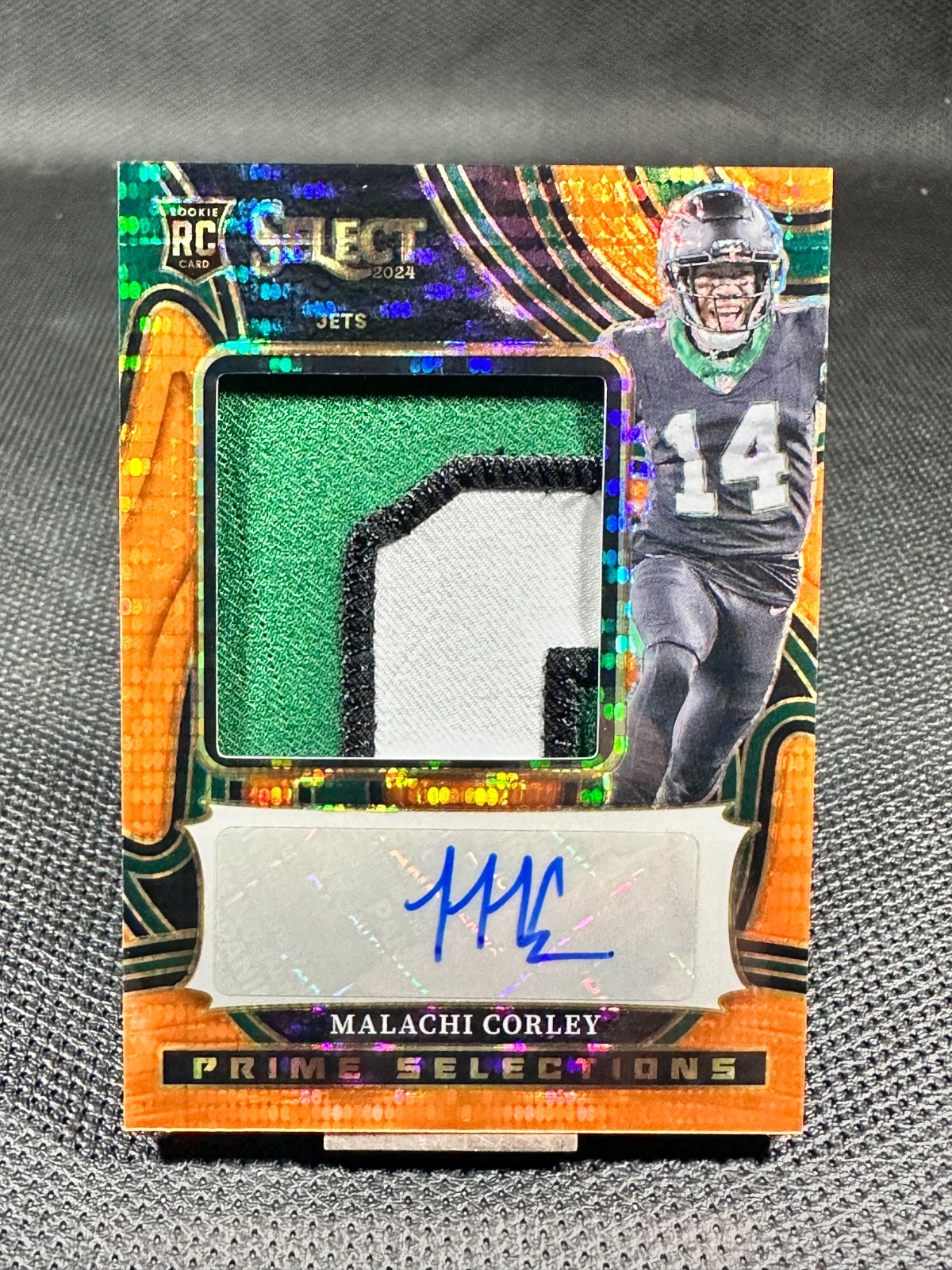 Malachi Corley Panini Select Prime Selections Signature Relics #PSPSMCY Neon Orange Pulsar