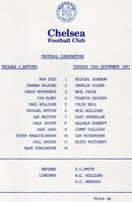 Chelsea Reserves v Watford Reserves 1981/82