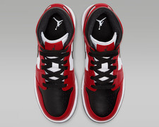 Air Jordan 1 Mid Shoes Black Gym Red Chicago Red Big Kids' GS Size 3.5Y - 7Y