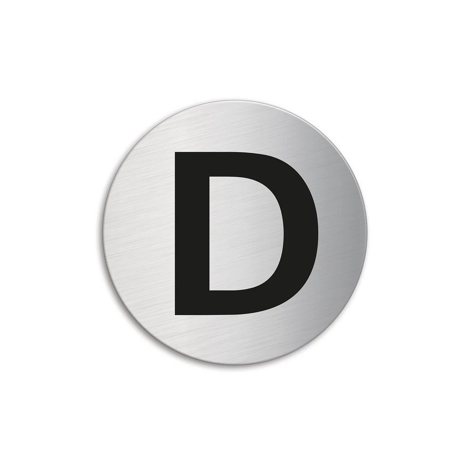 Schild WC Damen "D" Ø 60 mm Türschild aus Edelstahl matt gebürstet selbstklebend - Bild 1 von 1