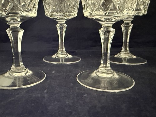 Six Cristal D'Arques Durand CHANTILLY TAILLE BEAUGENCY 5 1/2'' Wine Glasses - Picture 4 of 5