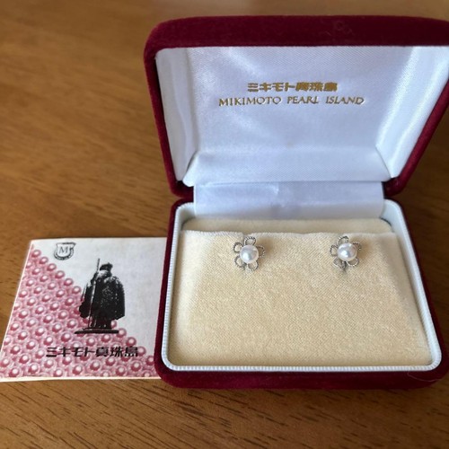 Mikimoto Akoya Pearl Earrings Screw Back Clip Sterling Silver 080808