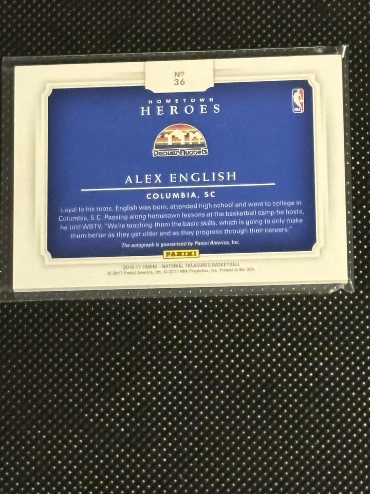 2016 National Treasures Alex English Hometown Heroes Patch Auto /75 #36 - Image 2 of 2