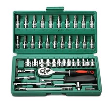 52Pcs,Metric Socket Set 1/4" Drive Repair Tool Ratchet Torx Wrench Kit with Case