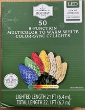 Holiday Time 50-Count 8-Function Multicolor to Warm White Color-Sync LED C7