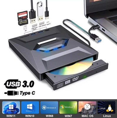 7-in-1 USB 3.0 Externes Laufwerk DVD CD UHD 4K Brenner Player für Laptop PC