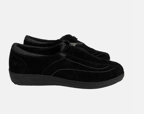 New Grasshoppers Black Suede Zip Up Walking Shoes 7.5 Women’s Comfort Shoes - Picture 1 of 10