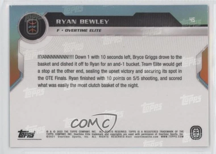 2021-22 Topps Now Overtime Elite Online Exclusive Ryan Bewley #45 - Image 2 of 2
