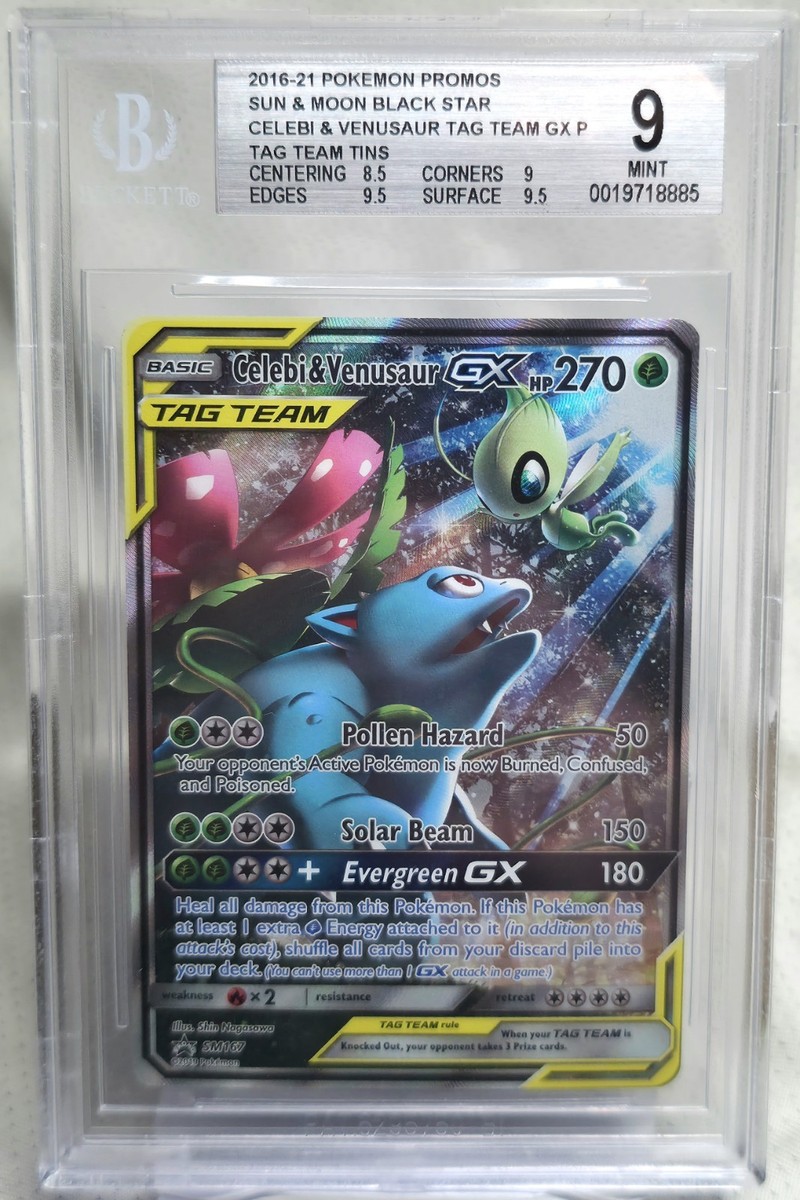 Pokemon TCG Celebi & Venusaur GX SM167 BGS 9 Beckett Black Star