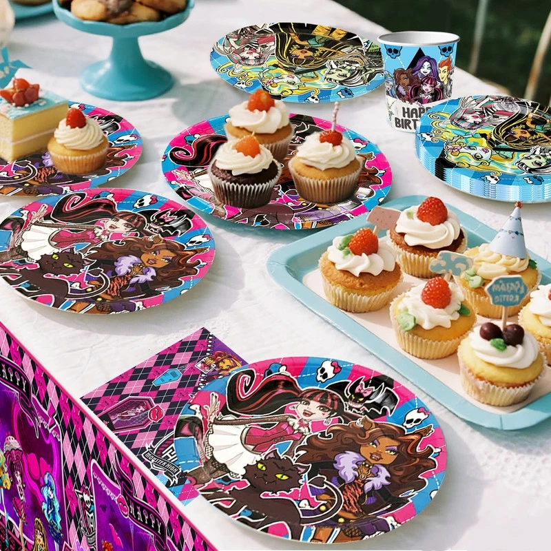 Monster High Birthday Party Tableware114Pcs Monster High Party Plates Tablecloth - Image 4 of 4