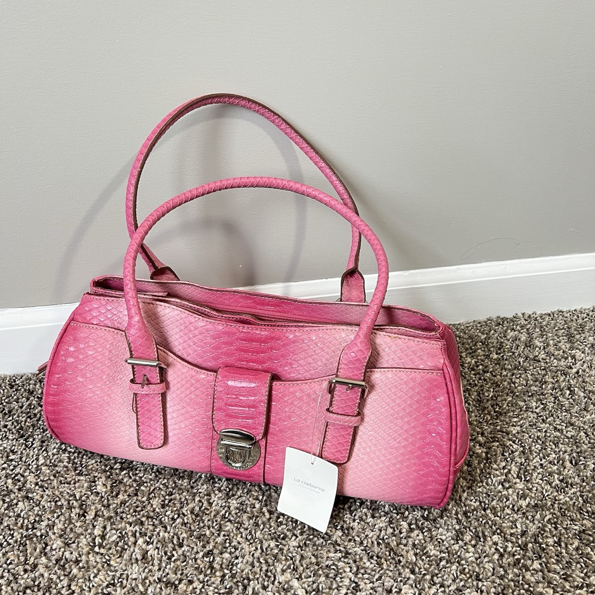 Pink Liz Purse Liz Claiborne Pink Snakeskin Leather Shoulder Bag