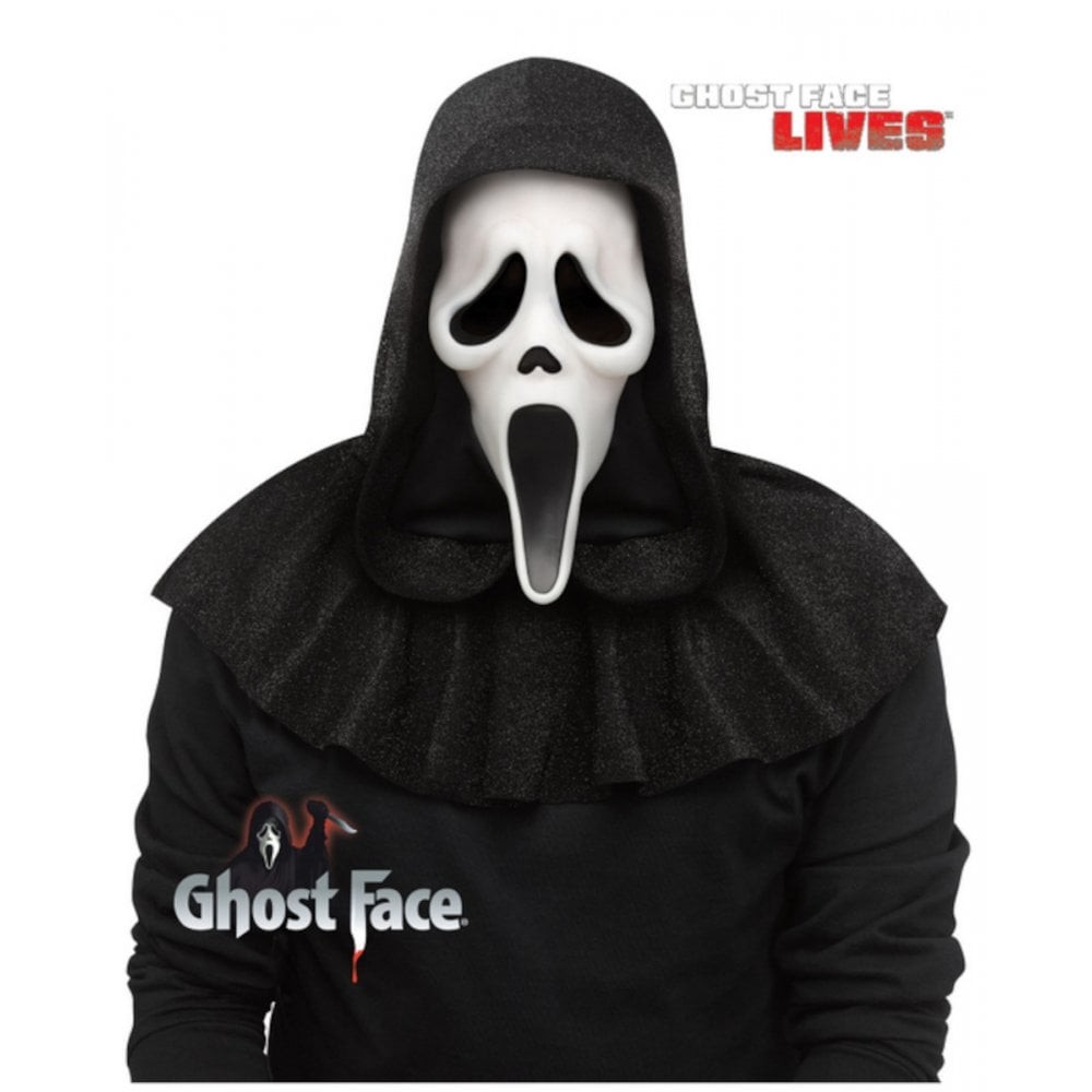 Adult Official Scream Ghost Face®25th Anniversary DELUXE Mask w/Hood Fancy Dress