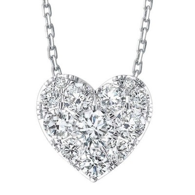 3/4 kt Diamant Herz Anhänger 14k Weißgold 18'' Halskette Lab gezüchtet