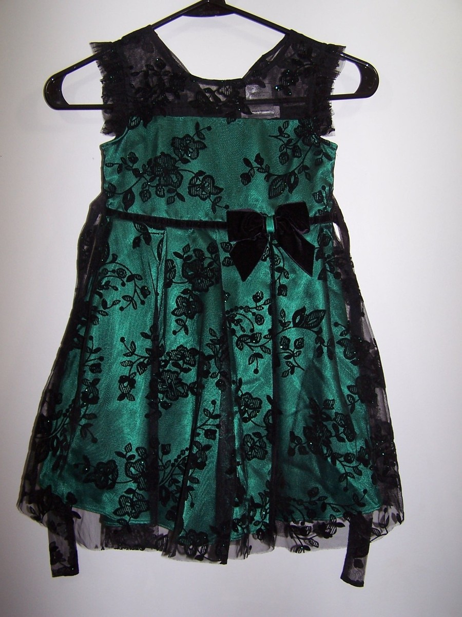 Jona Michelle Special Occasion Christmas Dress, Green & Black, Sparkles,  Size 4T