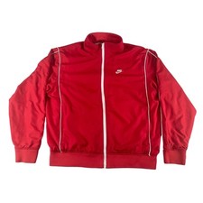 Nike Track Jacket Mens Large Vintage 90s Red Spell Out Embroidered Logo Tag Zip