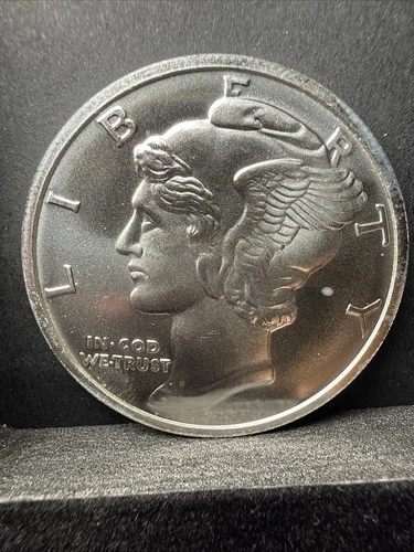 US 1 oz .999 FINE SILVER ROUND with Mercury Dime Design