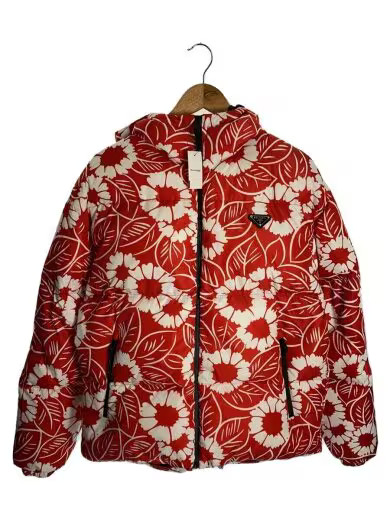 PRADA Down Jacket/ Size M/ Polyester/ Red/ Floral… - image 1