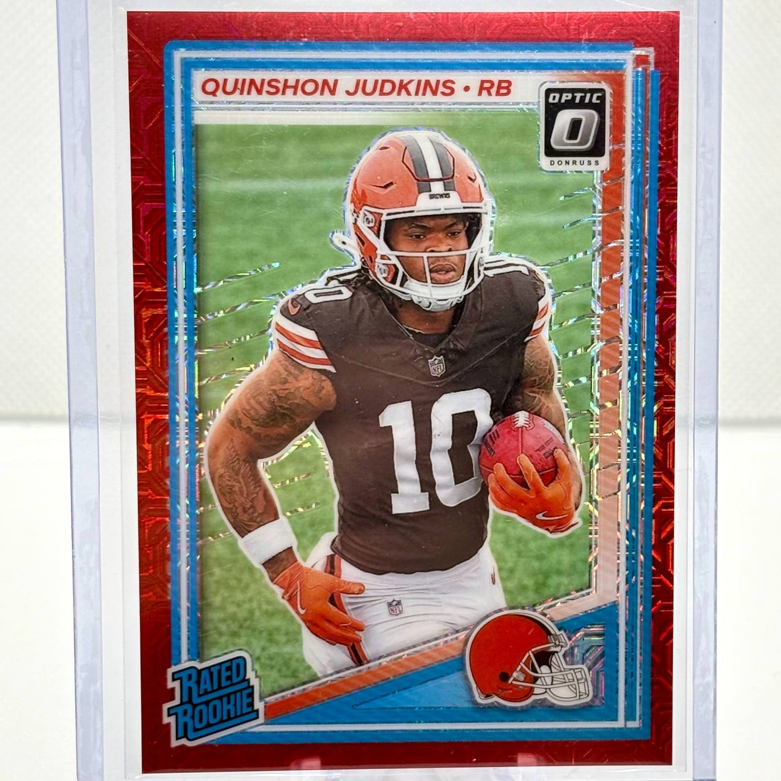 2025 Panini Donruss Optic Quinshon Judkins #252 Red Mojo Prizm Rookie Card