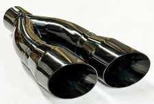 Exhaust Tip 3.00" Inlet 4.00" Outlet 16.00" long Dual Slant Angle Black Chrome P