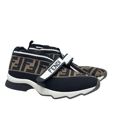 Fendi Women's Brown and Black Logo Rockoko FF Motif Inlay Sneakers Size 37 7