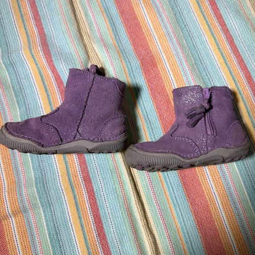 StrideRite SRT Zoe Kleinkind 5,5 lila Reißverschluss Glitzer Stiefel - Bild 4 von 7