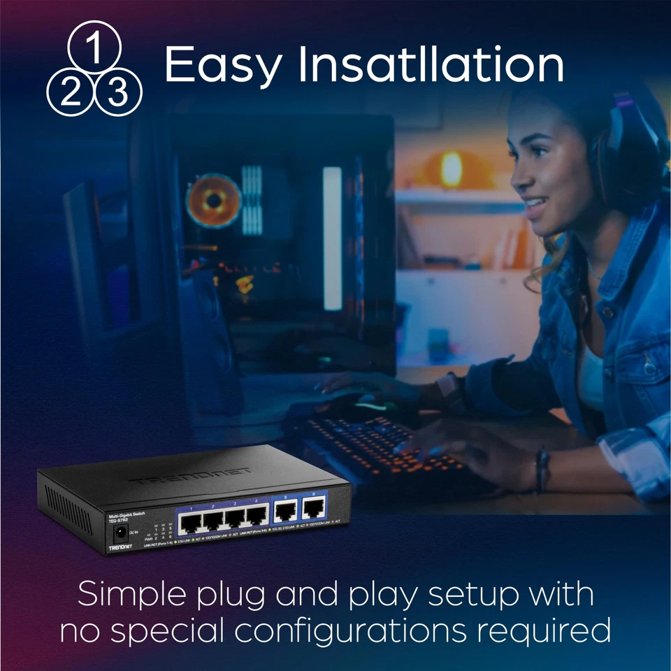 TRENDnet 6 Port 10G Switch TEG S762 4x2.5G 2x10G RJ45 Lifetime Protection - Image 4 of 4