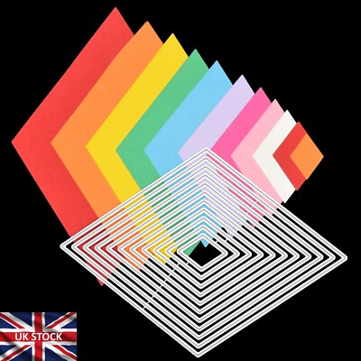 Nest von 11 diamantförmigen Metallschneidformen, Kartenherstellung, Handwerk *UK VERKÄUFER* G5