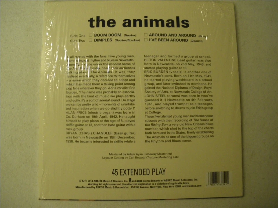 10" EP The Animals 2014 ABKCO RSD Mono Limited Edition shrink Foto 2 de 4