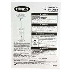 Hiland HLDS01 Manual Outdoor Patio Heater Assembly Owners Users Operating