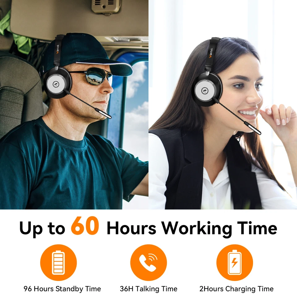 Bluetooth Earpiece with Microphone USB Dongle Wireless Headset for PC/Phone - Image 3 of 4