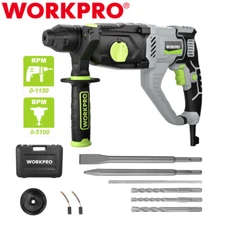 WORKPRO Lightweight Corded Premium SDS-Plus 7.5 AMP Rotary Hammer Drill 5PC Bits