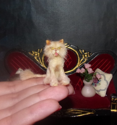 LION CUT persian cat MADE TO ORDER OOAK 1:12 Miniature Dollhouse handmade realis